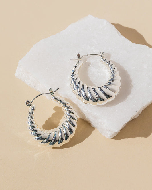 Silver Croissant Hoops - Trades of Hope 