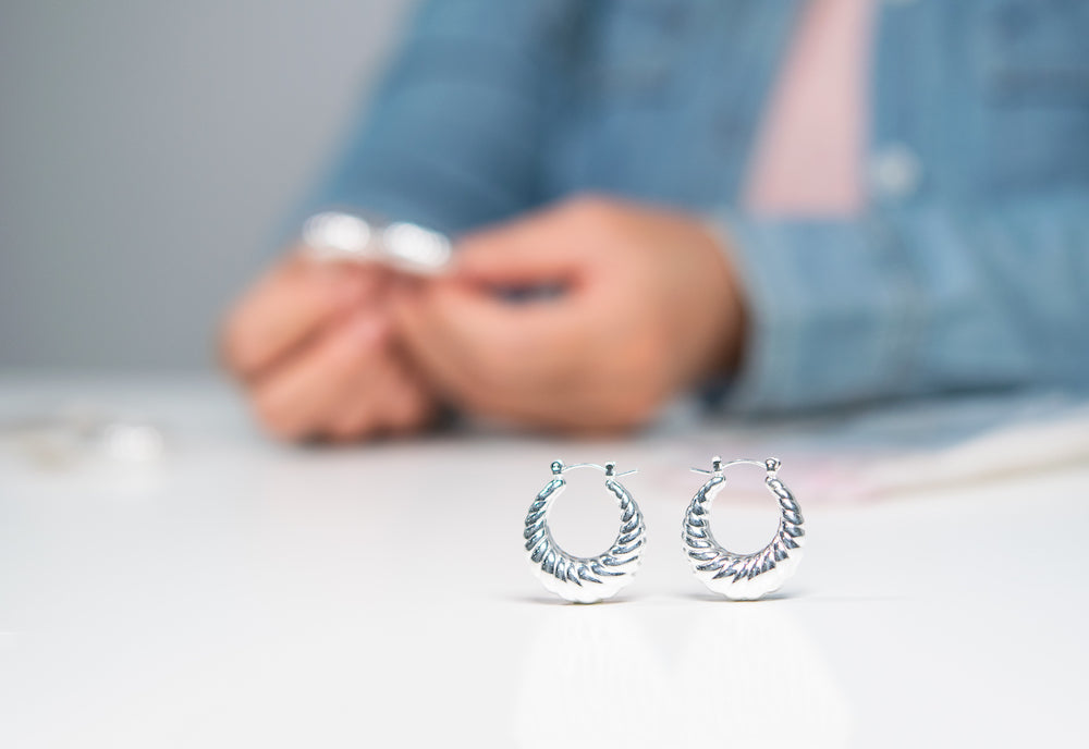 Silver Croissant Hoops - Trades of Hope 