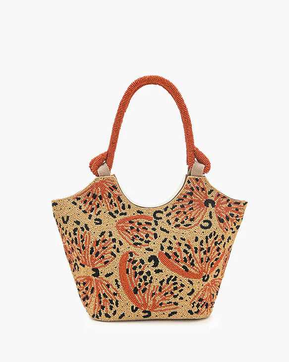 Leopard Lacewing Butterflies Beaded Tote