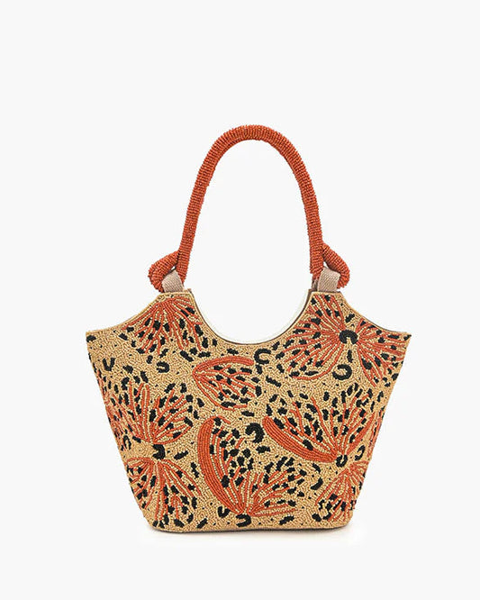 Leopard Lacewing Butterflies Beaded Tote