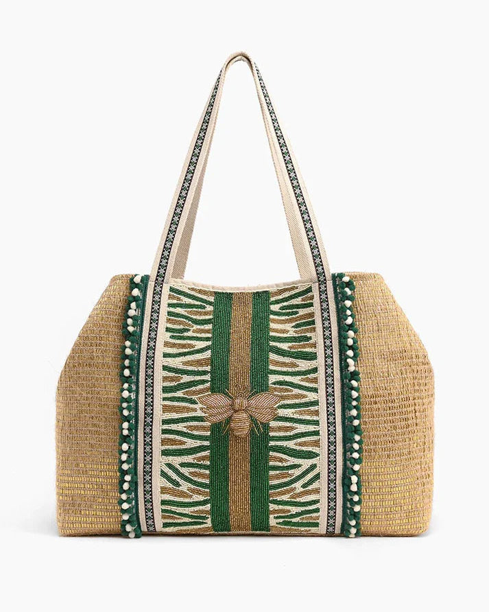 Bee Green Embellished Tote