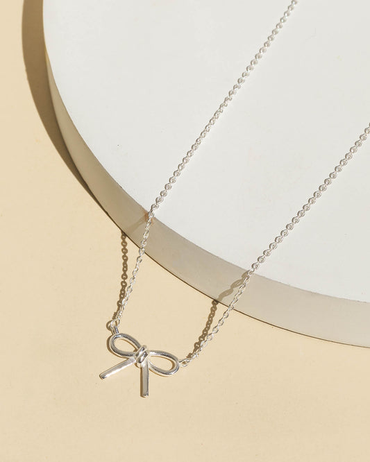 Silver Bow Necklace