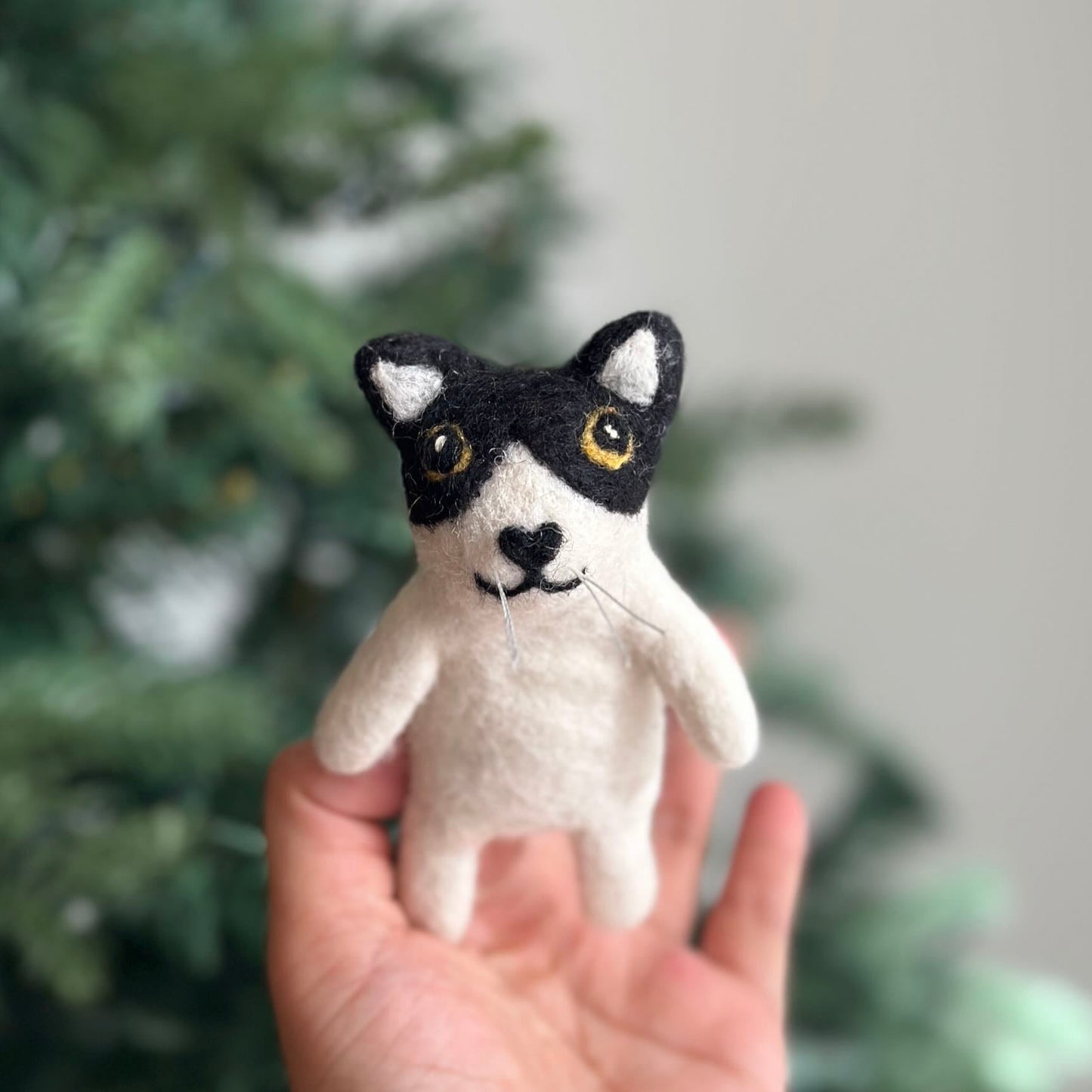 Felt Finger Puppet: "Baby" The Tuxedo Cat