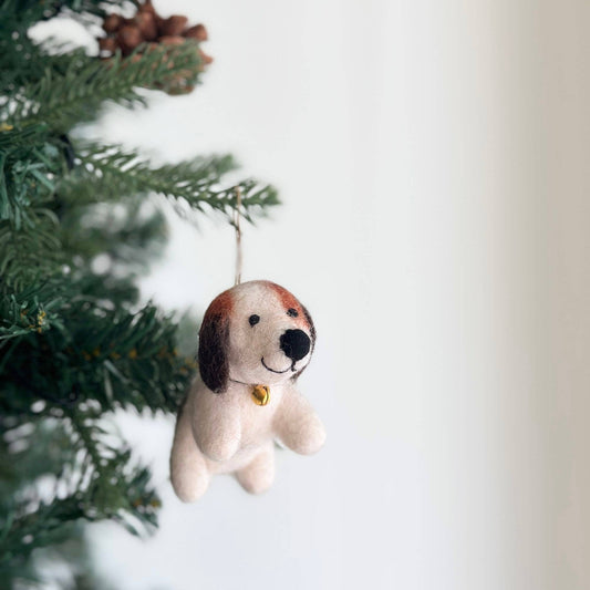 Felt Ornament - Beagle with Bell