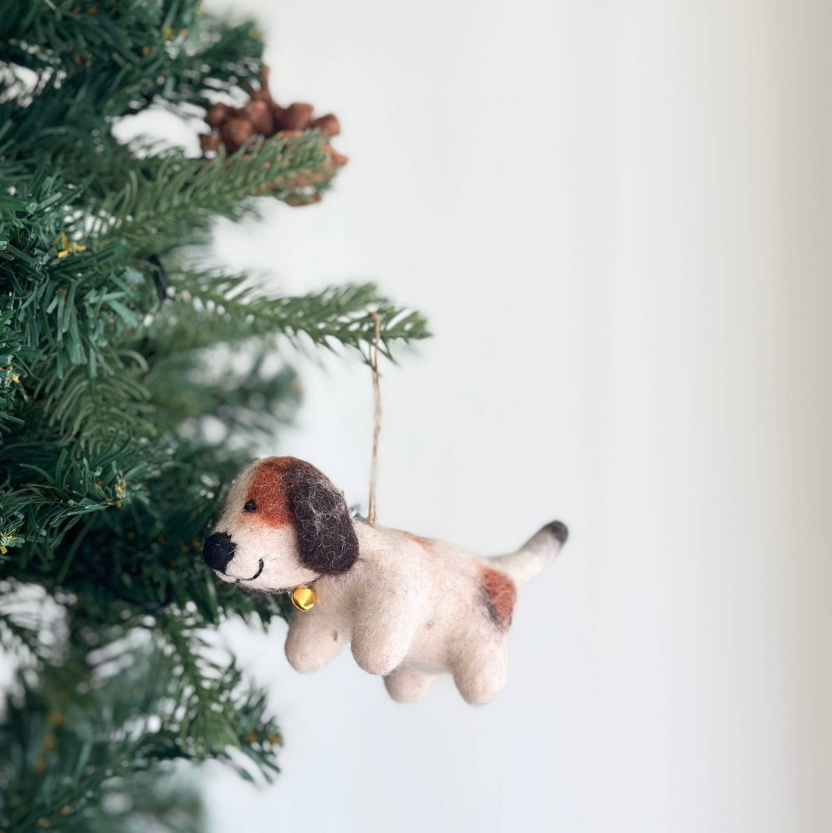 Felt Ornament - Beagle with Bell