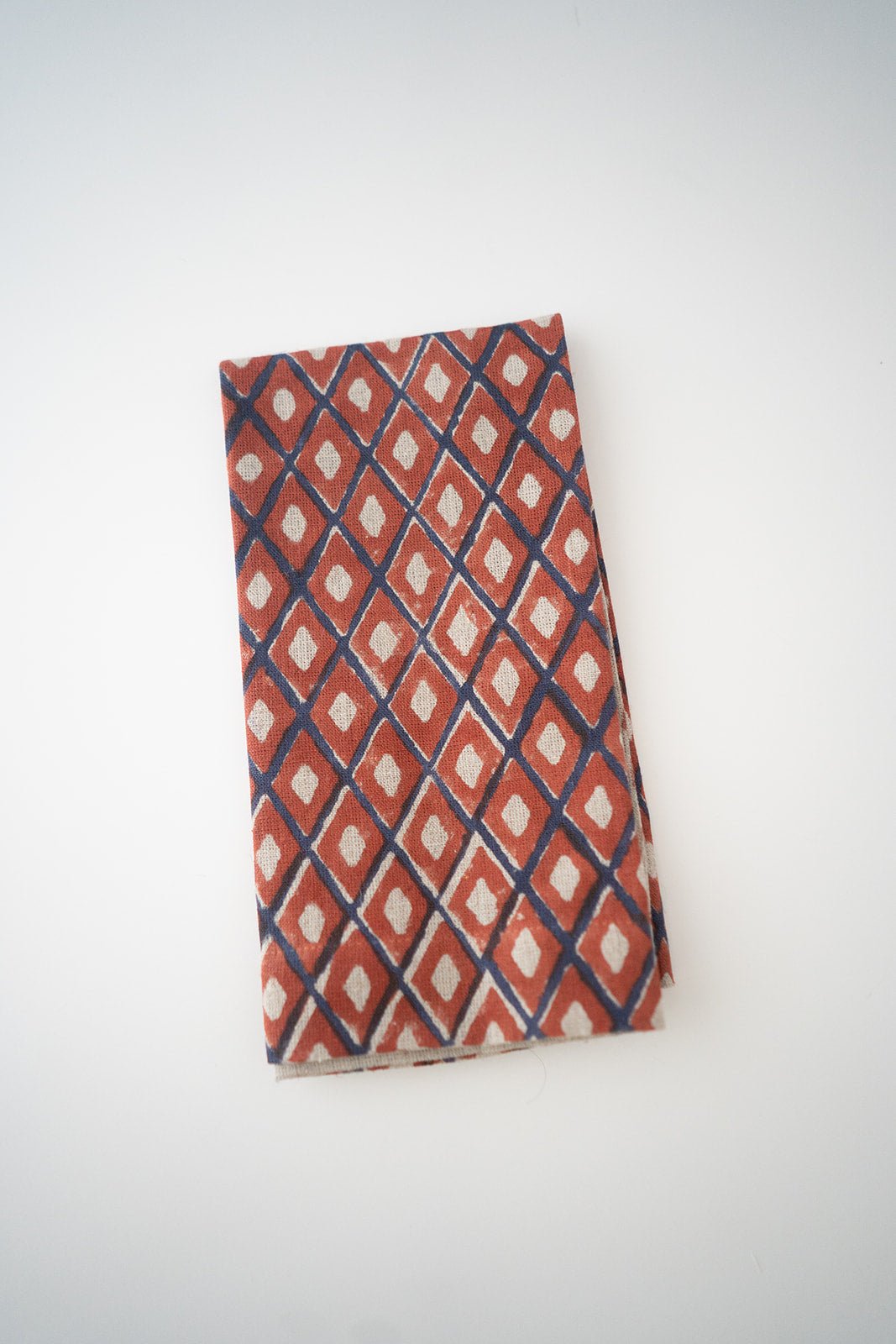 Flax Linen Napkins (set of 4) - Ikat FILL, Navy & Terracotta