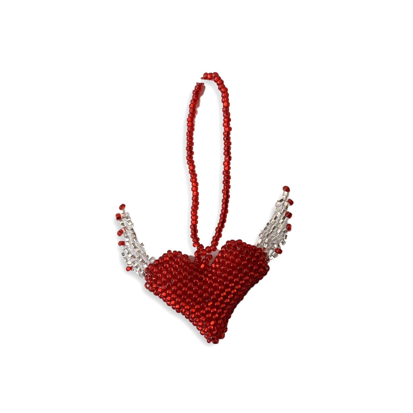 Flying Heart Seed Bead Artisan Made Ornament - Guatemala