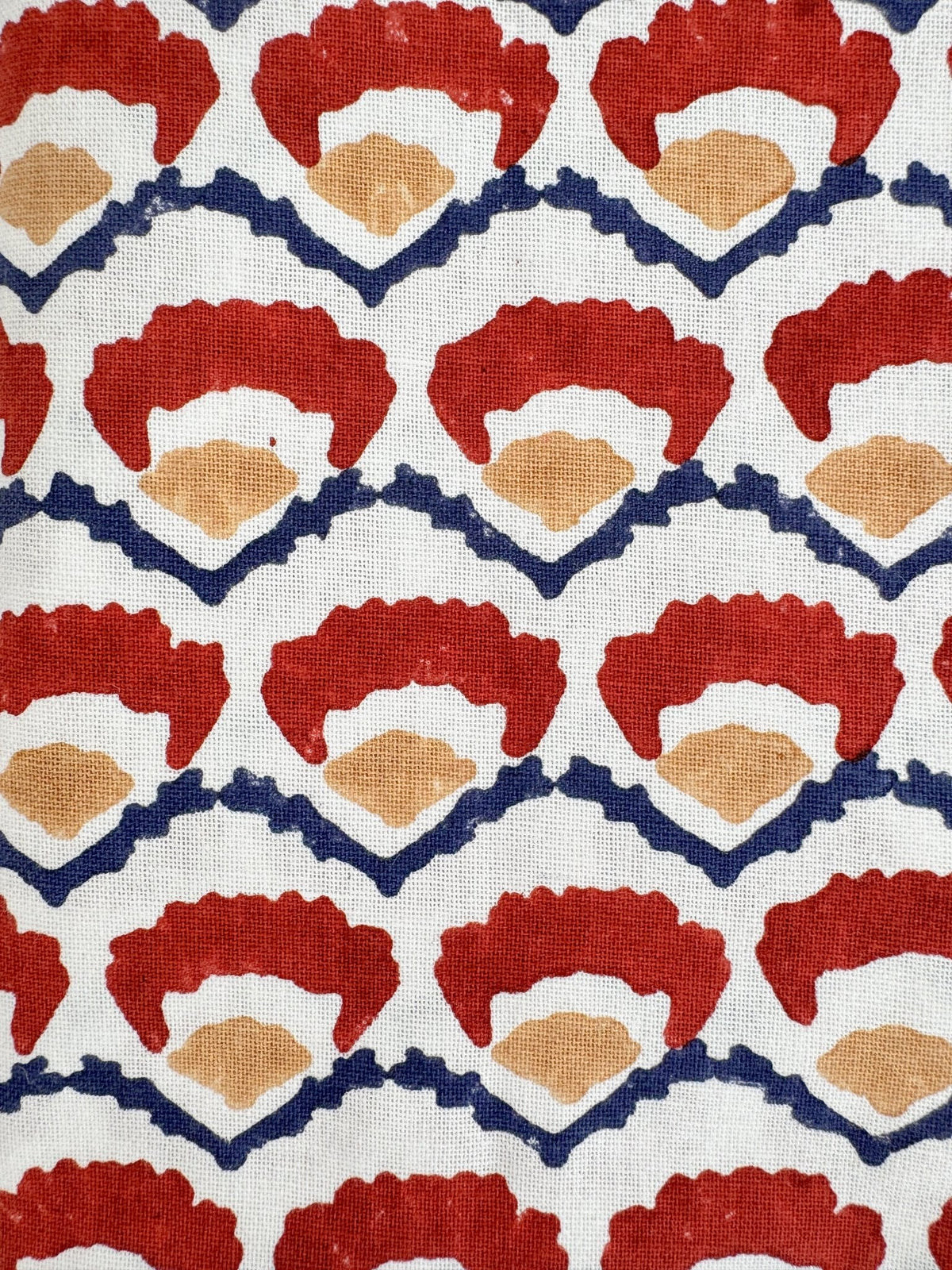 Hand Block Printed Table Runner - Modern Poppy, Terracotta