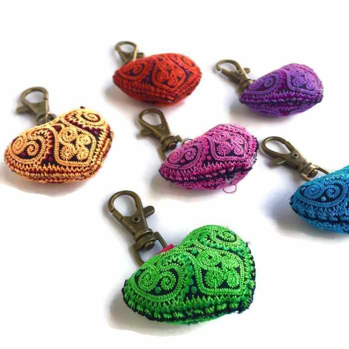 Heart Hmong Embroidered Zipper Pull | Keychain - Thailand – Trades