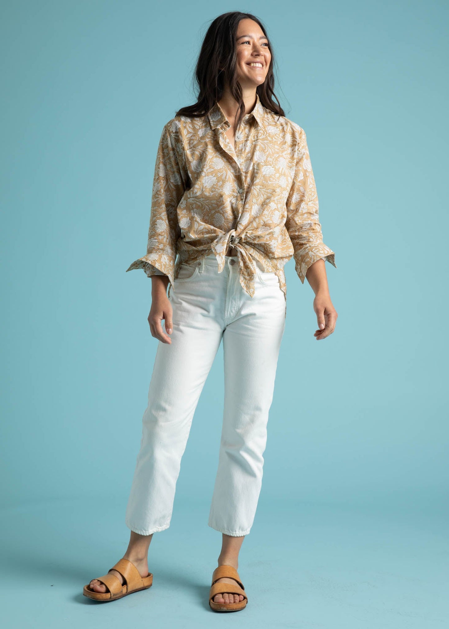 Good Boyfriend Shirt - Floral Escape Baked Clay & Olive Oil