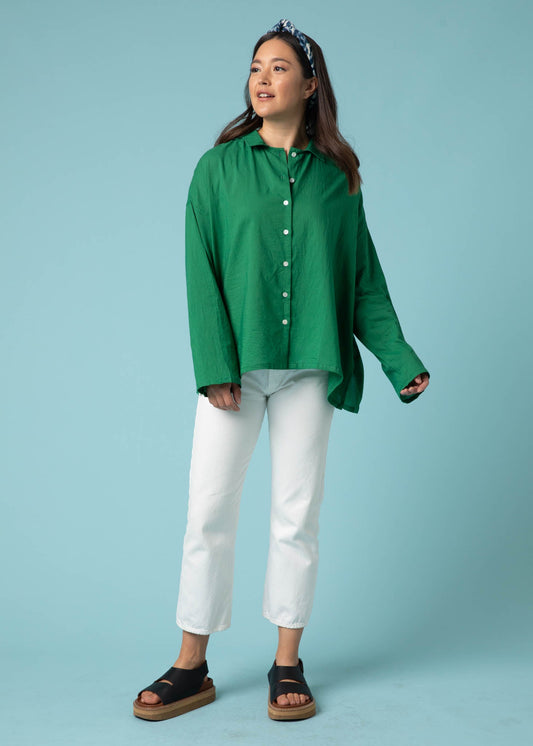 Relaxed Boyfriend Shirt - Kelly Green - FINAL SALE