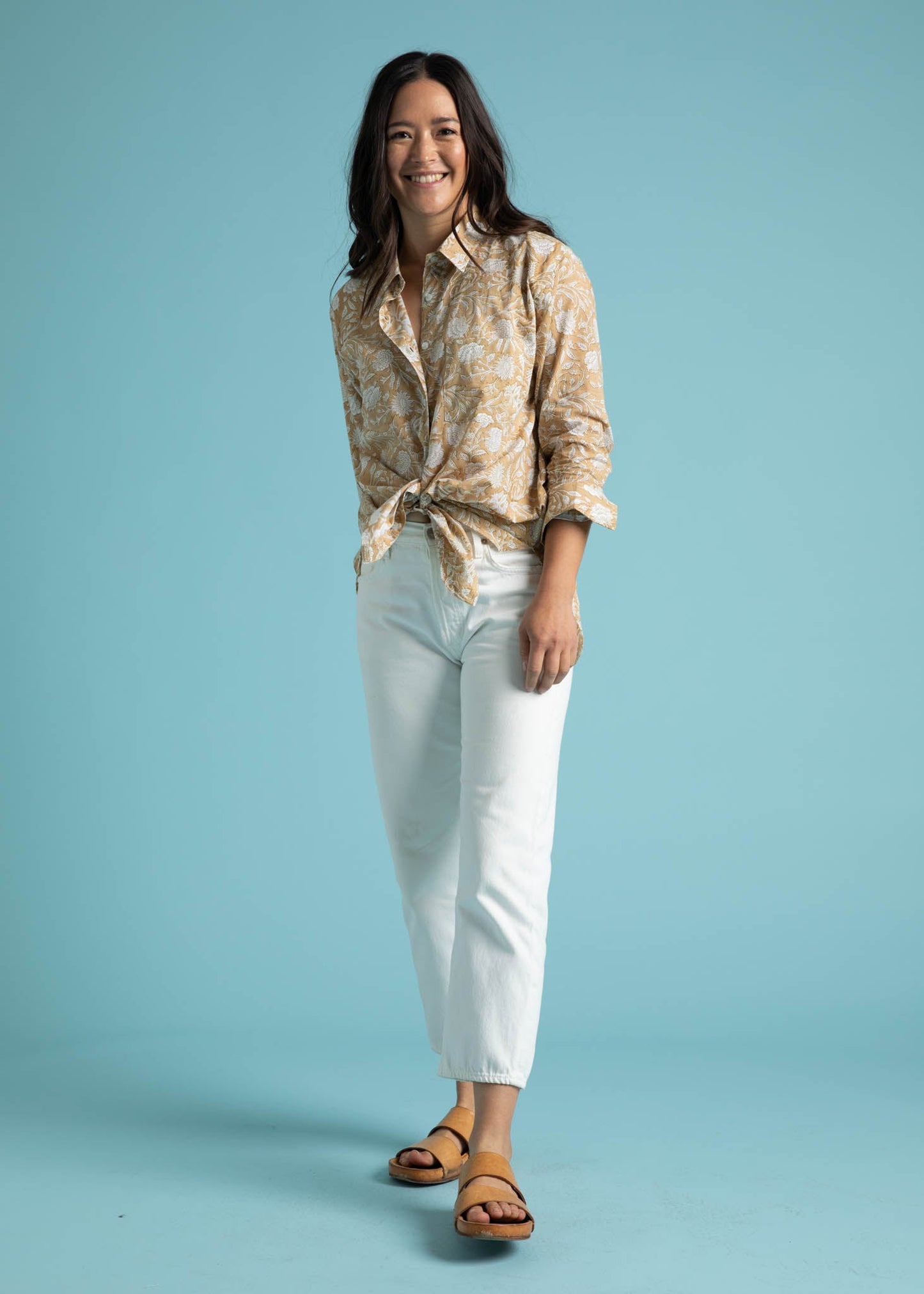 Good Boyfriend Shirt - Floral Escape Baked Clay & Olive Oil
