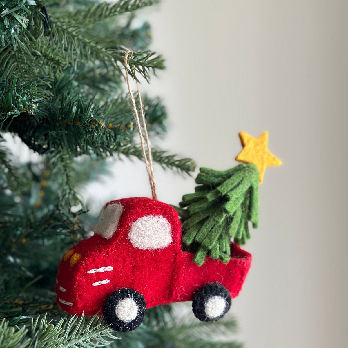 Felt Pickup Truck with Christmas Tree Ornament (IMPERFECT ITEM)