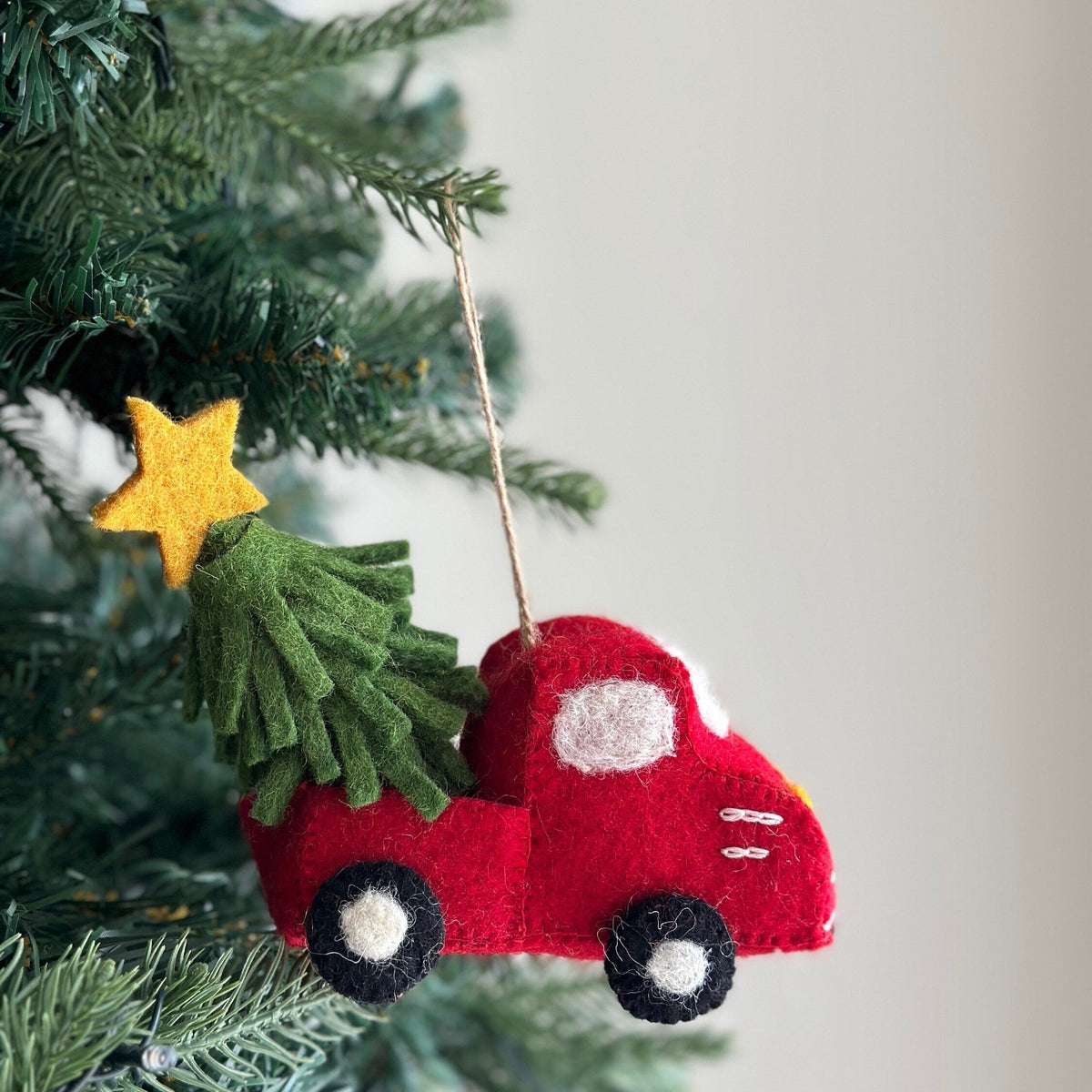Felt Pickup Truck with Christmas Tree Ornament (IMPERFECT ITEM)