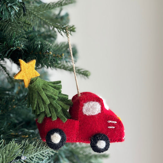 Felt Pickup Truck with Christmas Tree Ornament (IMPERFECT ITEM)