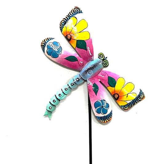 Floral Dragonfly Garden Stake