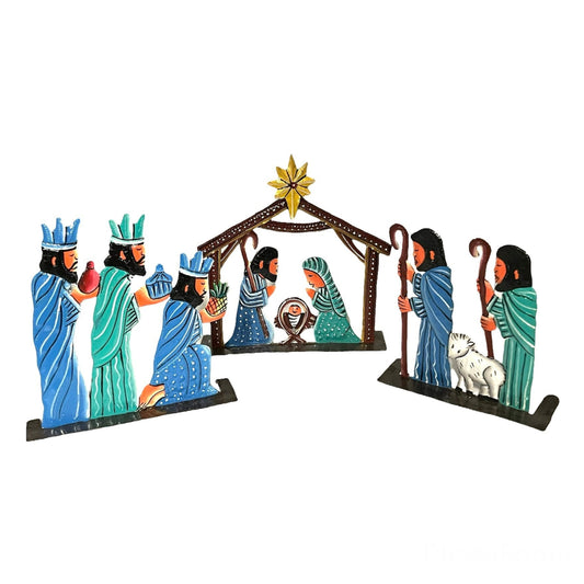 Three Piece Standing Nativity- Blue Green