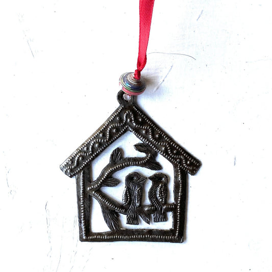 Tiny Bird in House Ornament