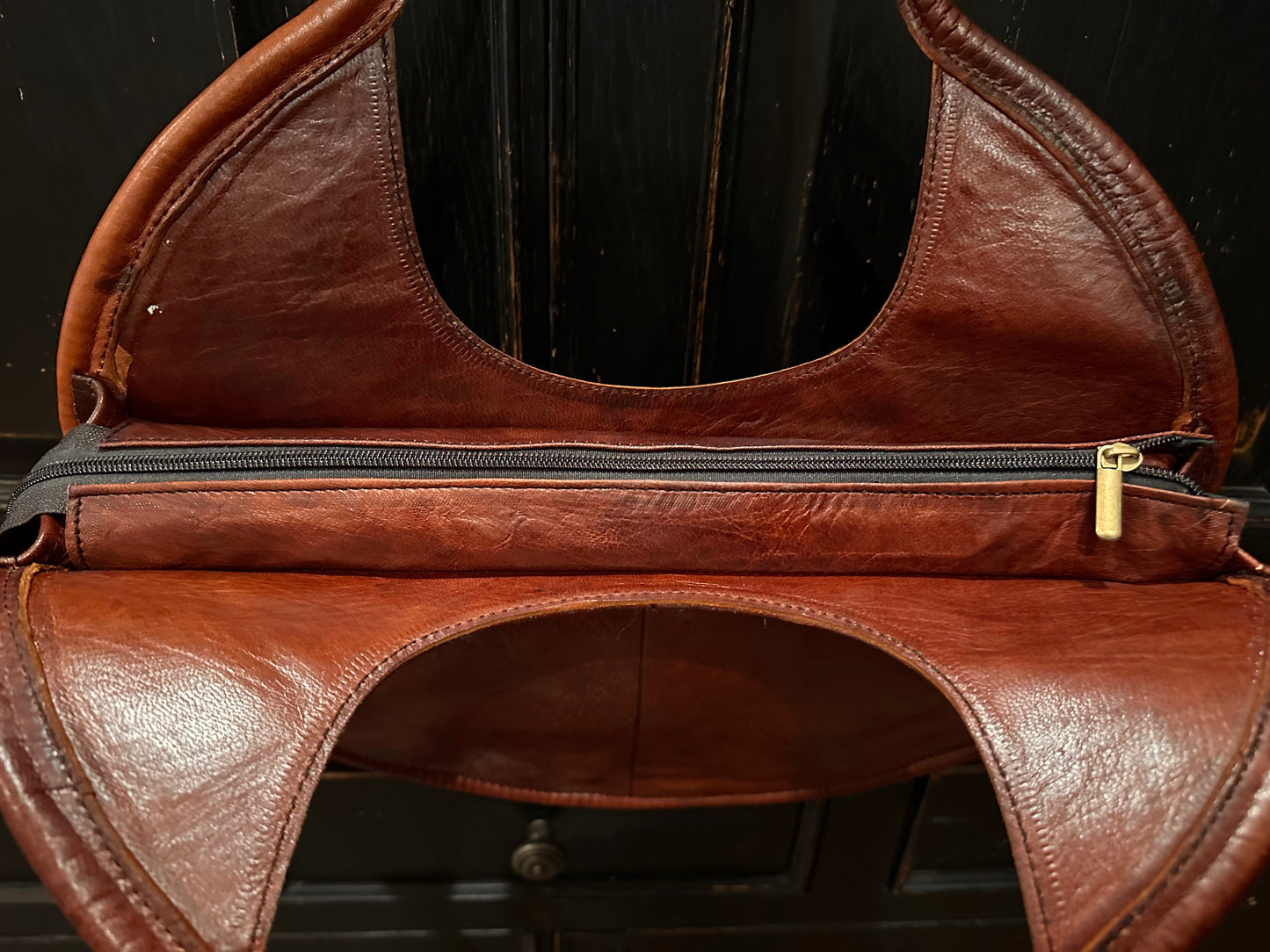 Leather Circle Purse (Cognac)