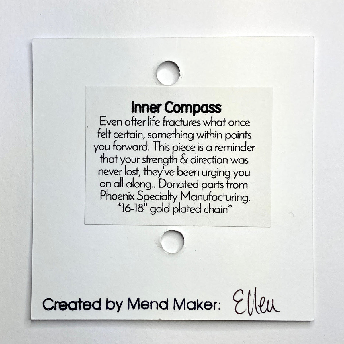 Inner Compass Necklace | Upcycled Brass Automotive Parts | Adjustable Gold Plated Chain