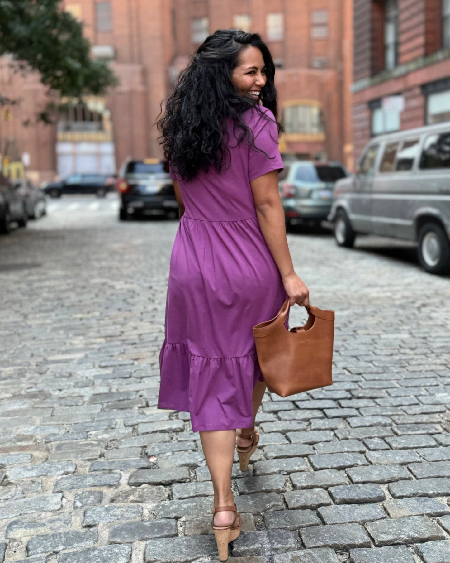 JAYDE Tiered Dress in Deep Lilac