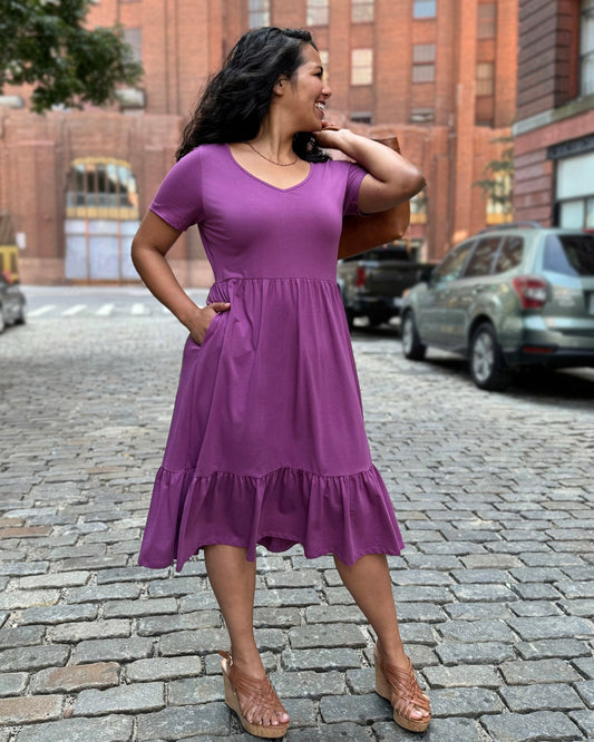 JAYDE Tiered Dress in Deep Lilac