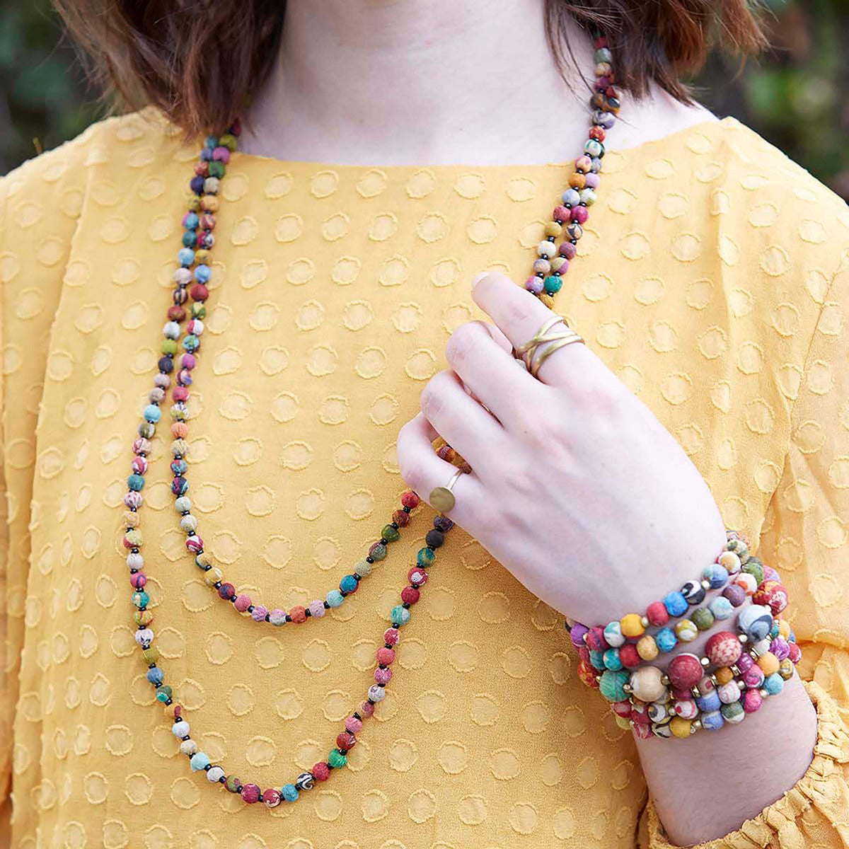 Kantha Bead Long Necklace