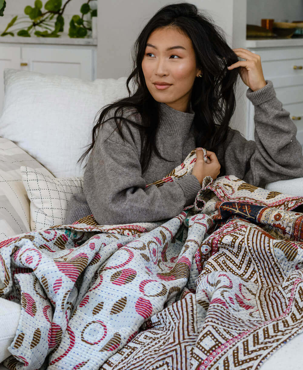 Kantha Quilt Throw - No. 240325