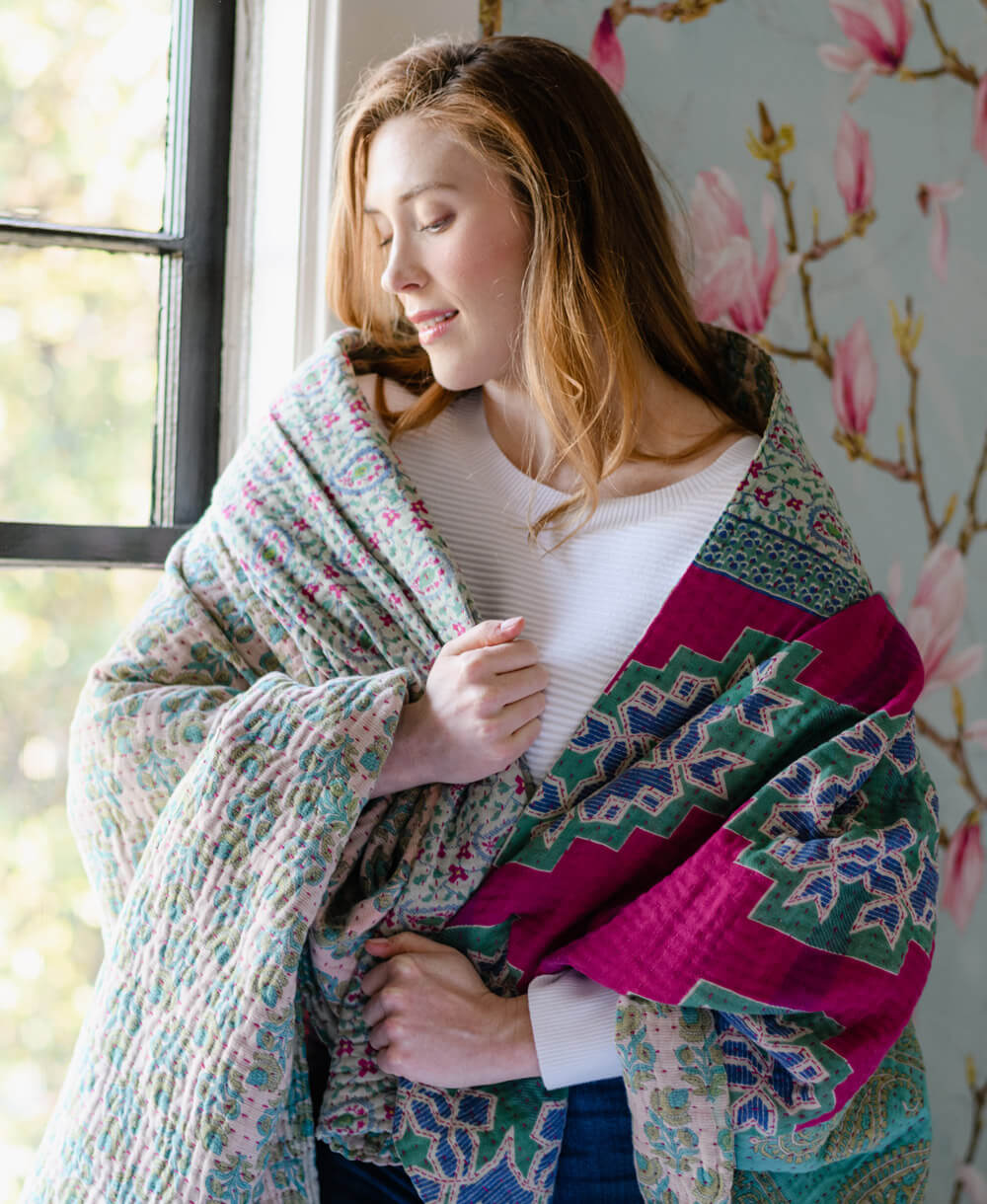 Kantha Quilt Throw - No. 250517