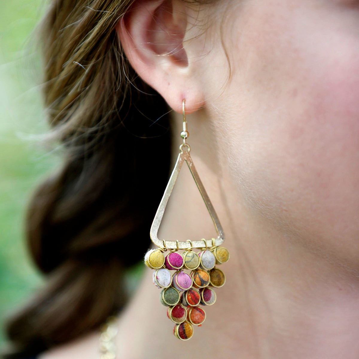 Kantha Reflective Chandelier Earrings