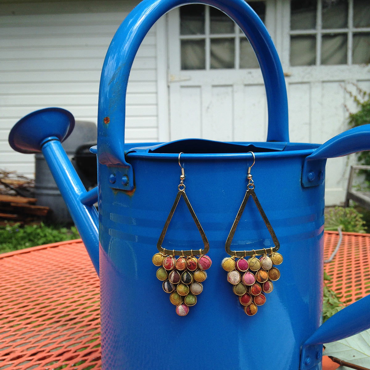 Kantha Reflective Chandelier Earrings