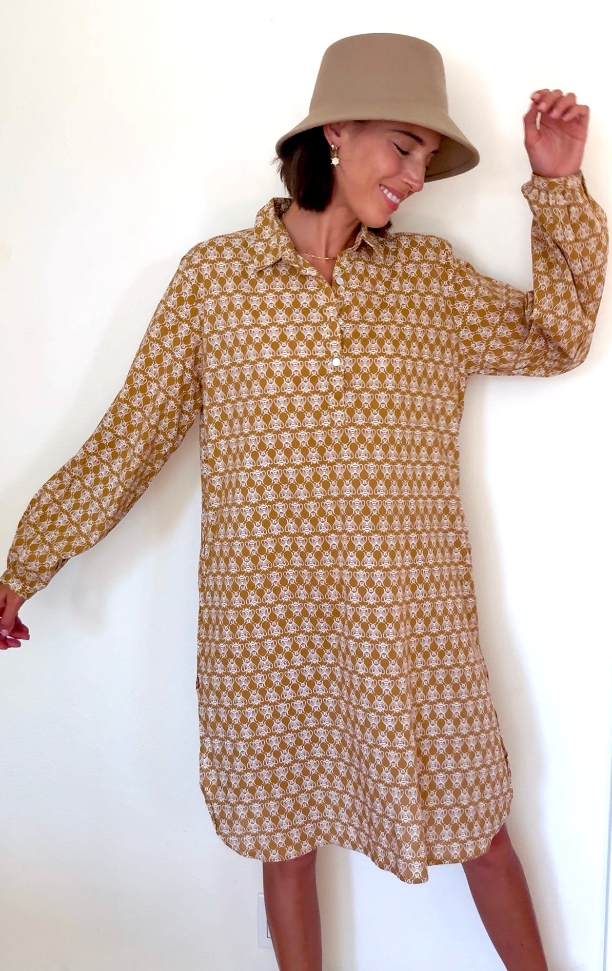 Good Boyfriend ShirtDress - Bee Happy Honeycomb