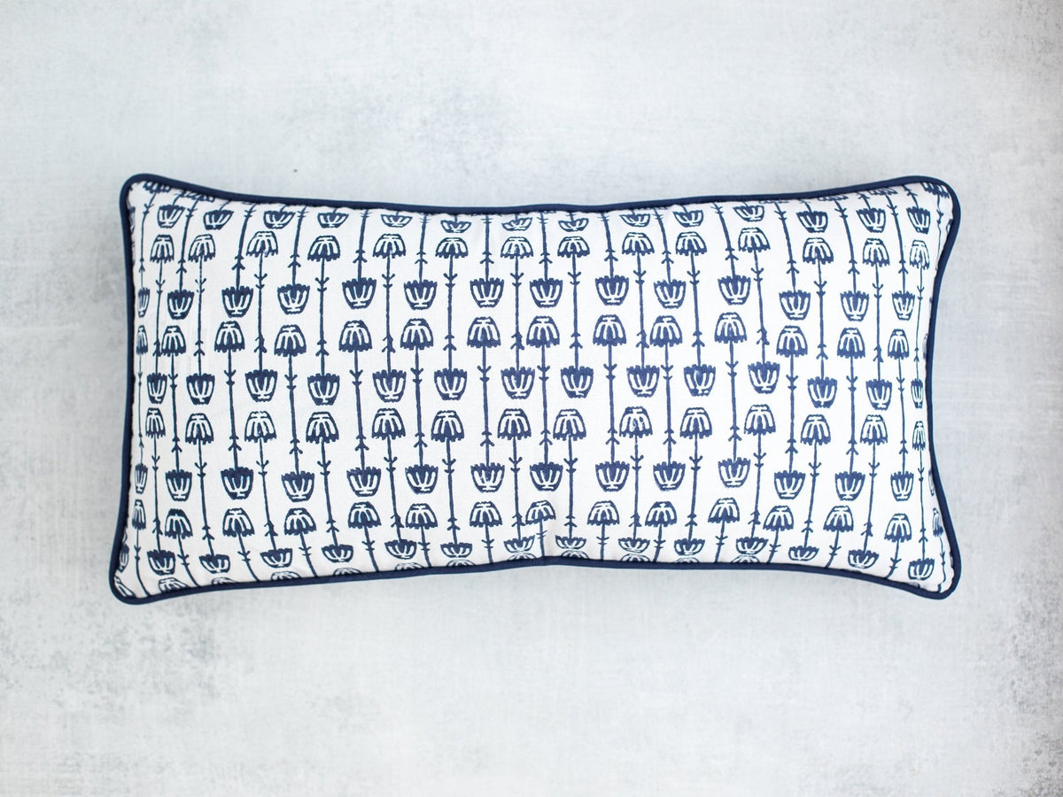 Lumbar Pillow Sham - Mosaic Flowers, Navy