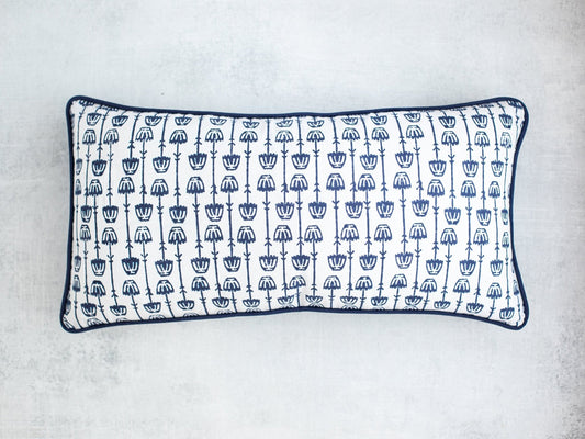 Lumbar Pillow Sham - Mosaic Flowers, Navy