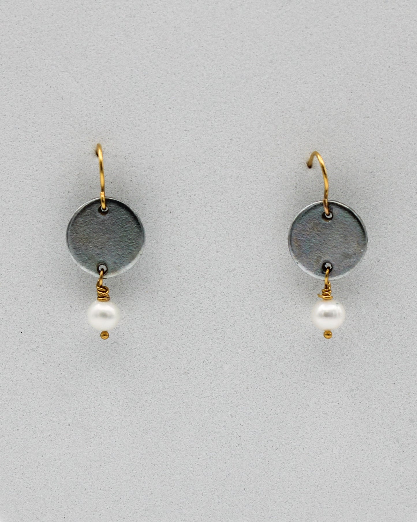 Free Earrings | Freshwater Pearl & Repurposed Steel Automotive Parts | Gold Plated Ear Wire