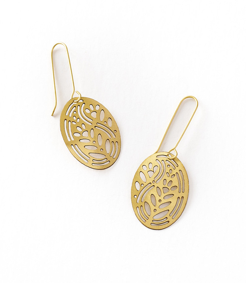 Cutout Oval Drop Hook Earrings