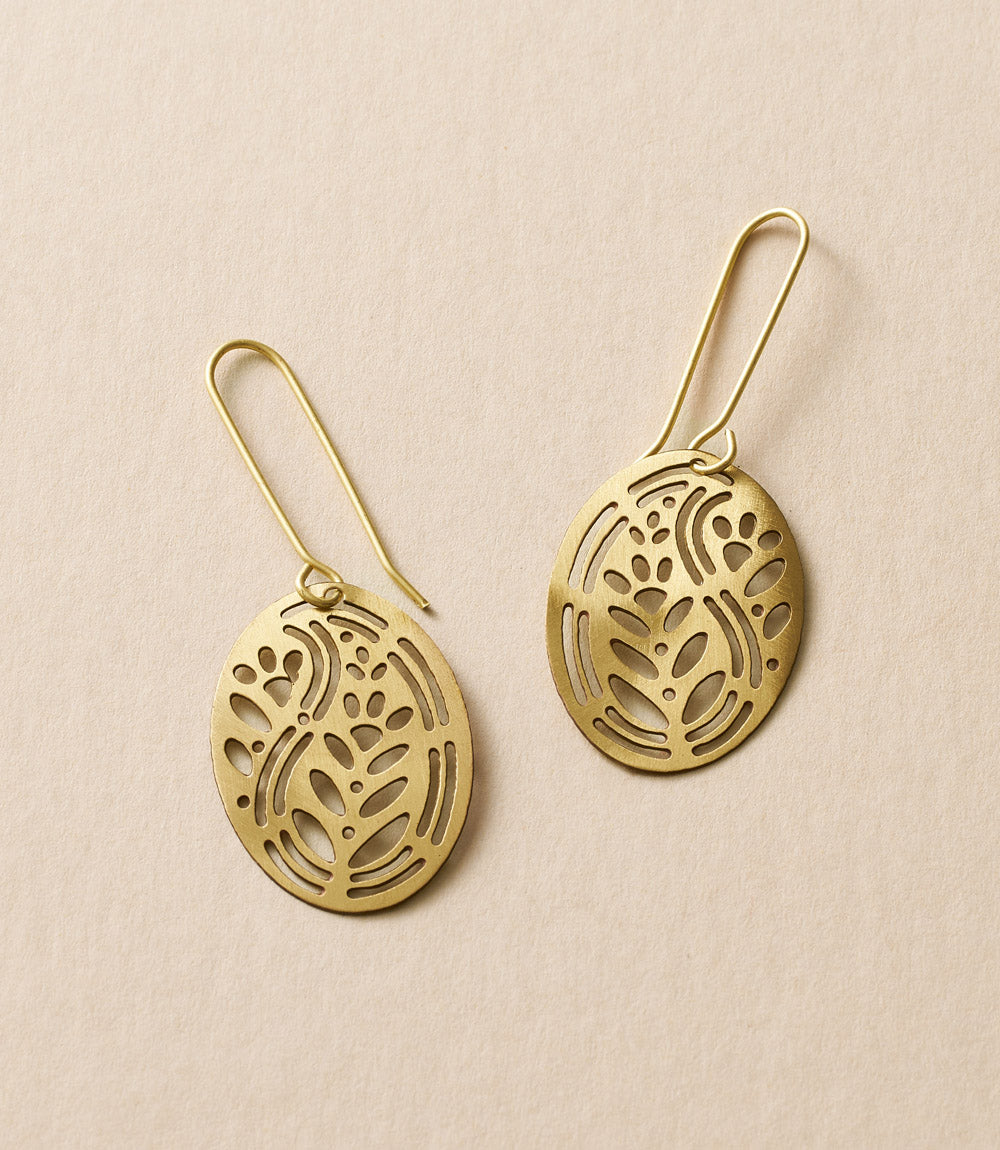 Cutout Oval Drop Hook Earrings