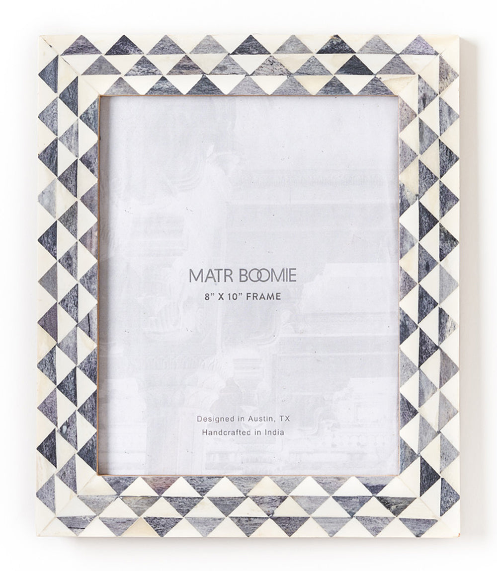 8x10 Gray and White Picture Frame - Handcrafted Bone
