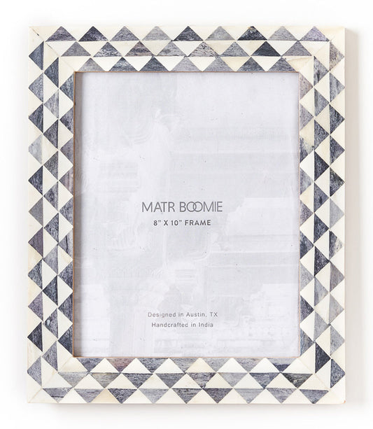 8x10 Gray and White Picture Frame - Handcrafted Bone