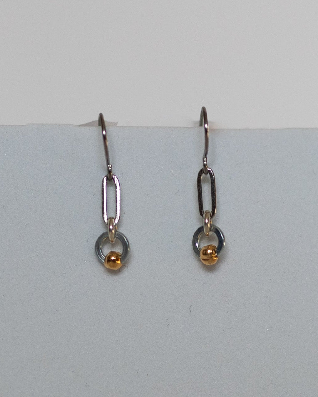 Sowing Seeds Earrings | Repurposed Auto Split Rings & Gold Plated Crimp Beads | Stainless Steel Ear Wire