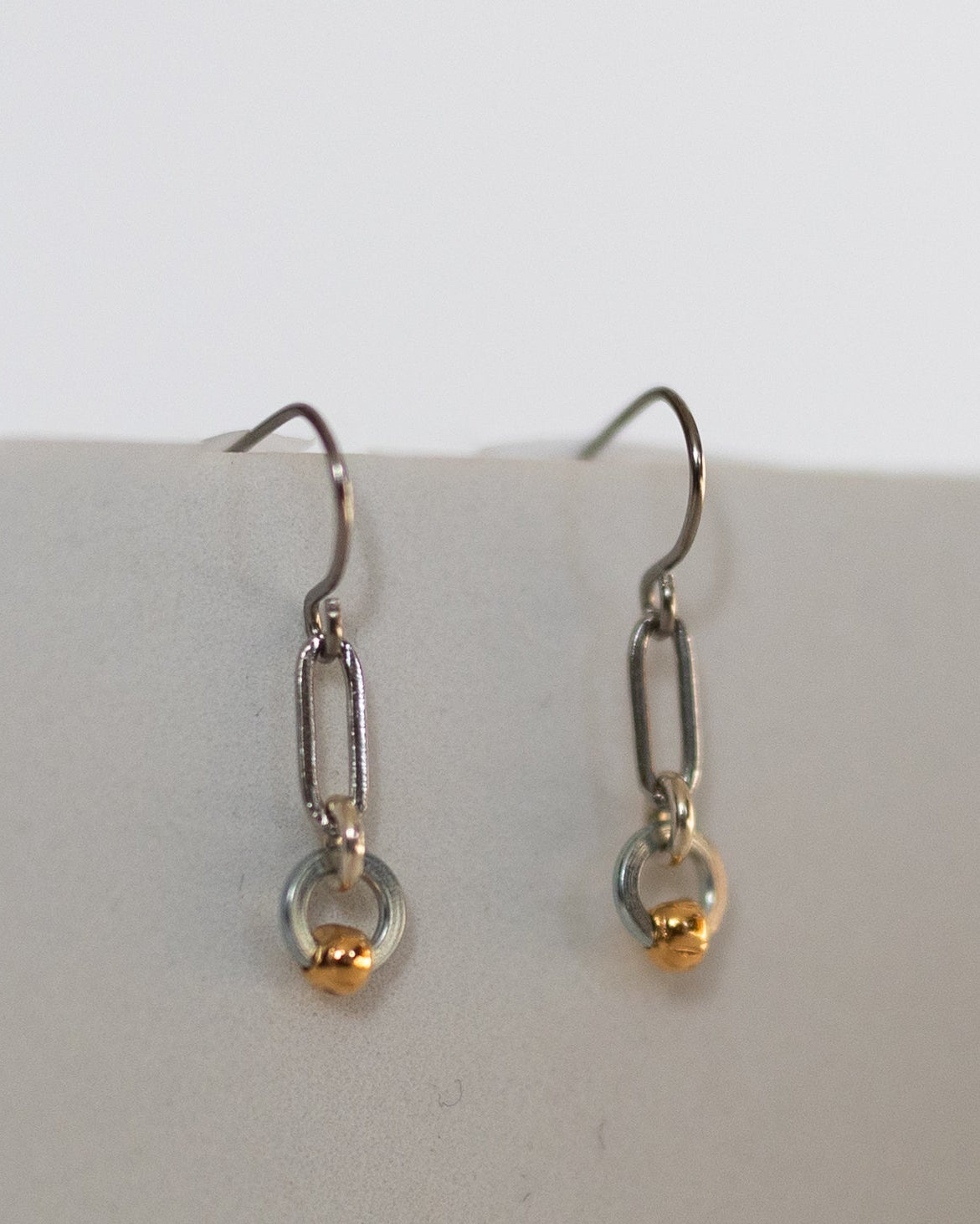 Sowing Seeds Earrings | Repurposed Auto Split Rings & Gold Plated Crimp Beads | Stainless Steel Ear Wire