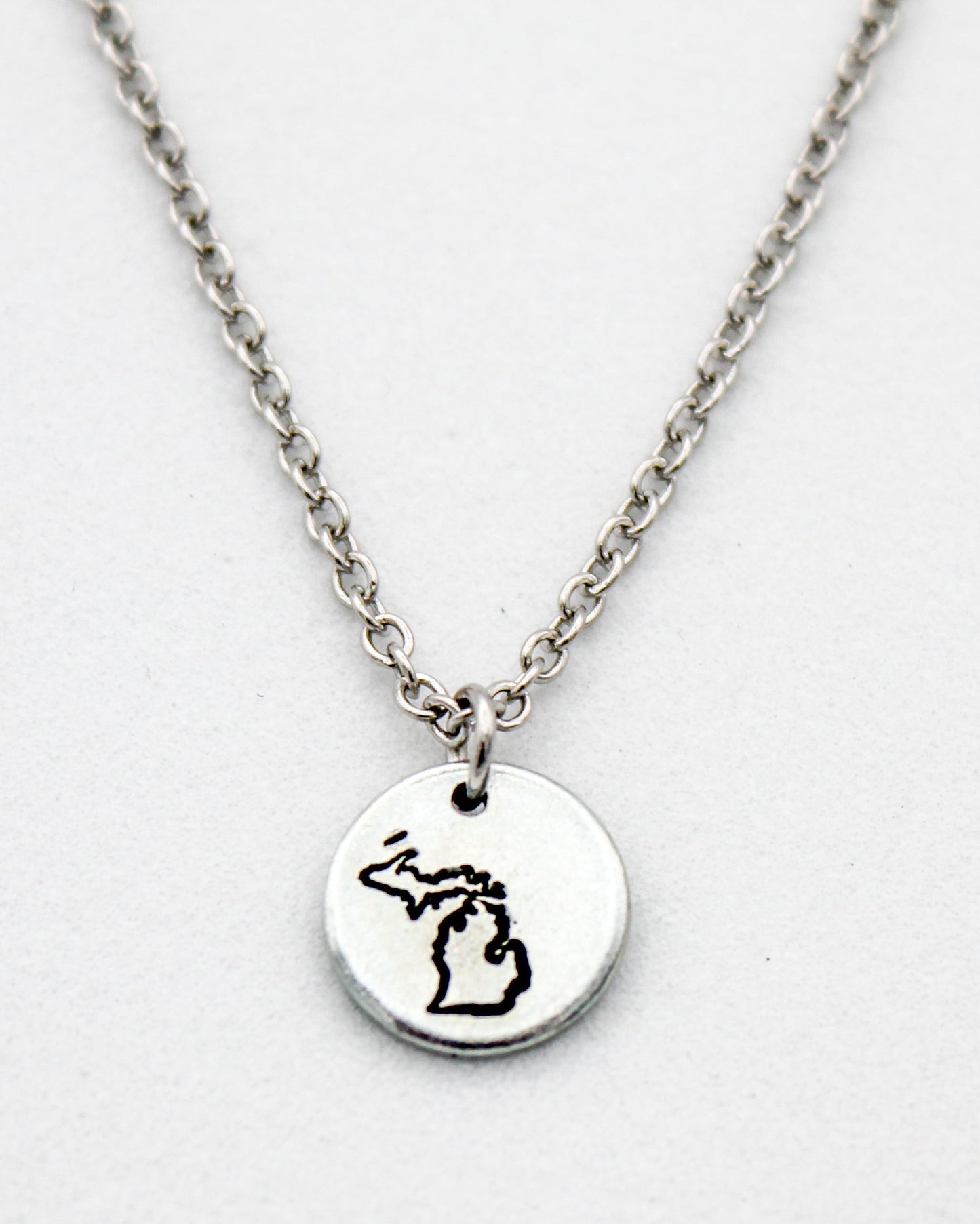 Seasons Michigan Necklace | Repurposed Steel Auto Parts | Adjustable Stainless Steel Chain
