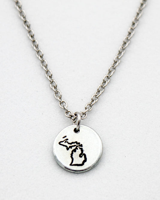 Seasons Michigan Necklace | Repurposed Steel Auto Parts | Adjustable Stainless Steel Chain