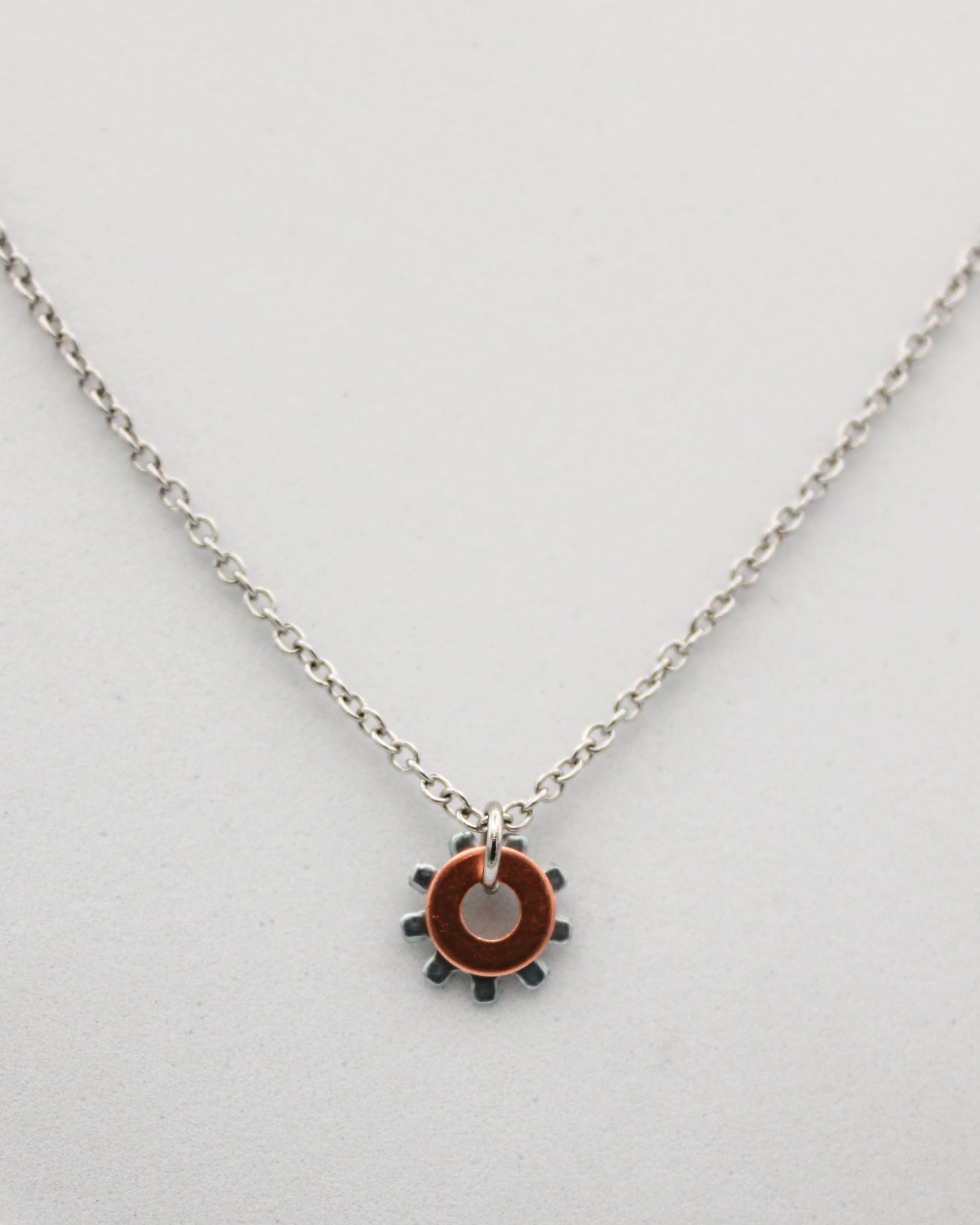 Shine Necklace | Salvaged Copper & Steel Auto Parts | Adjustable Stainless Steel Chain