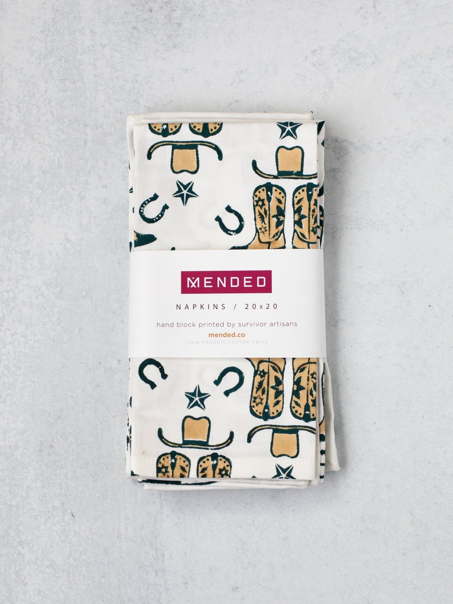 Organic Ivory Napkins (set of 4) - Cowgirl, Midnight