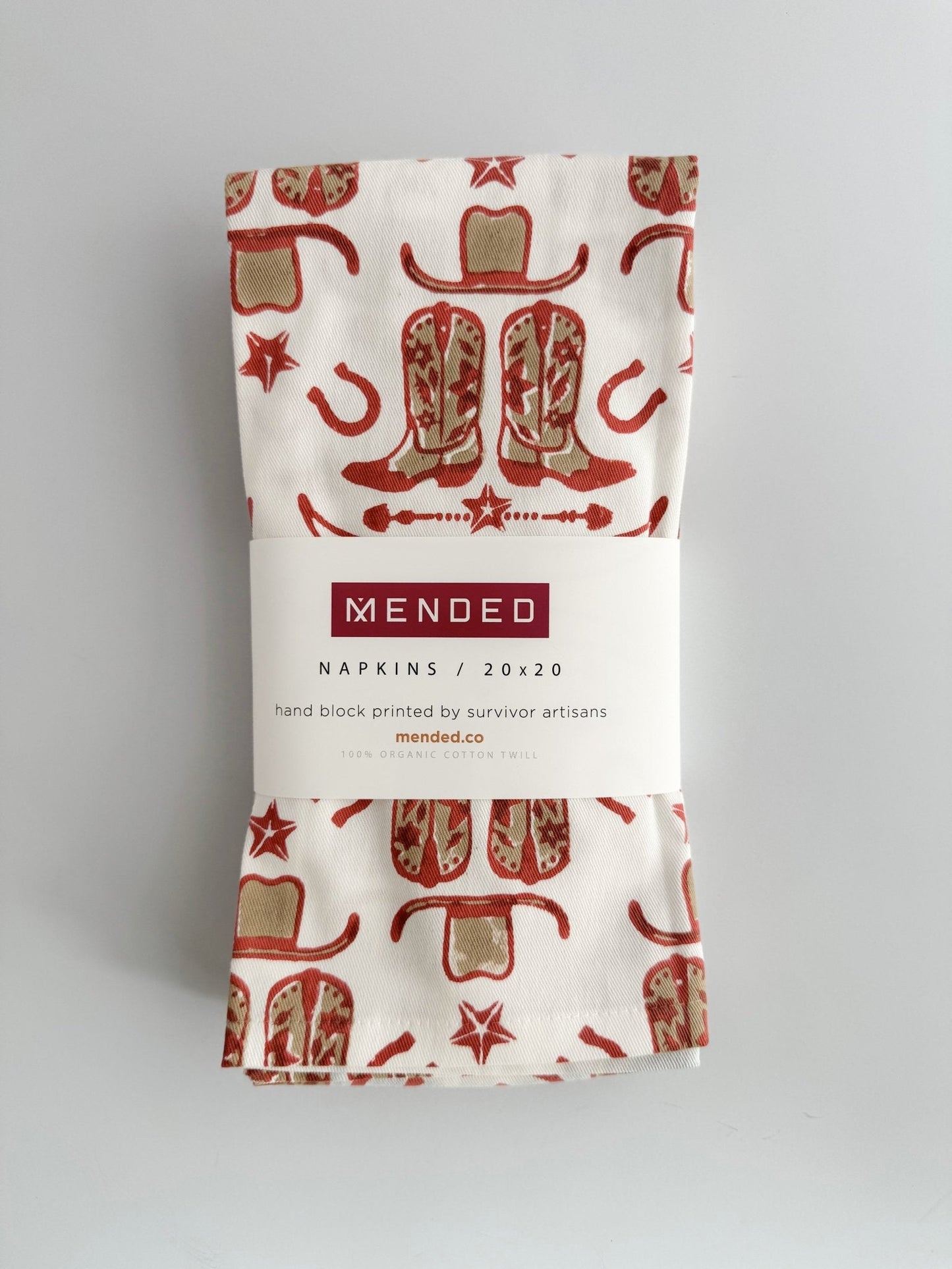 Organic Ivory Napkins (set of 4) - Cowgirl, Terracotta