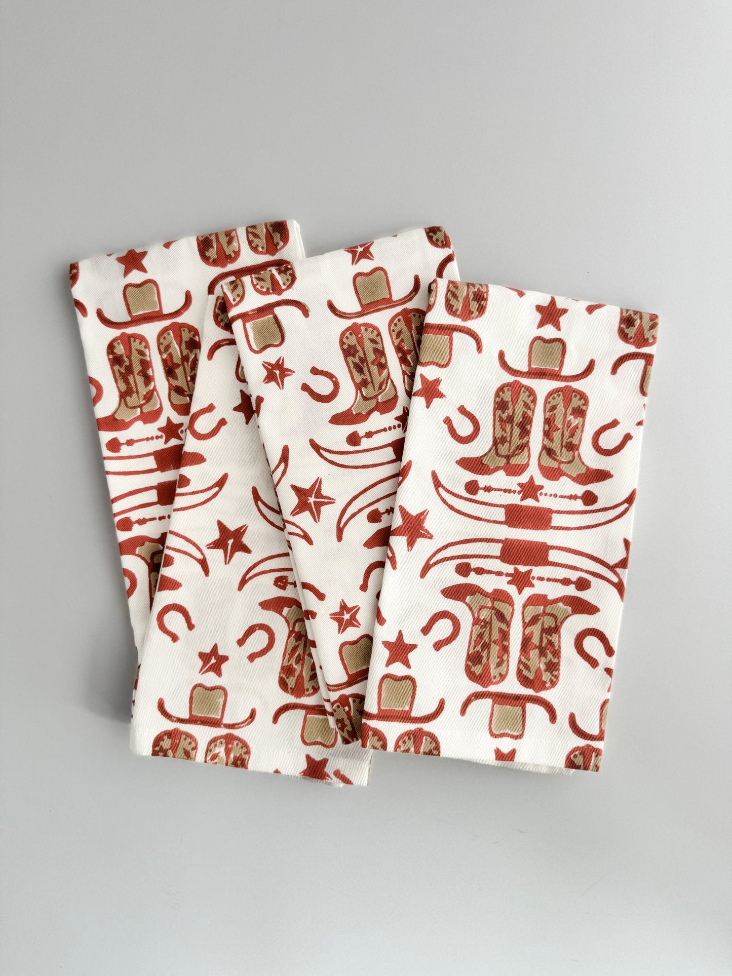Organic Ivory Napkins (set of 4) - Cowgirl, Terracotta