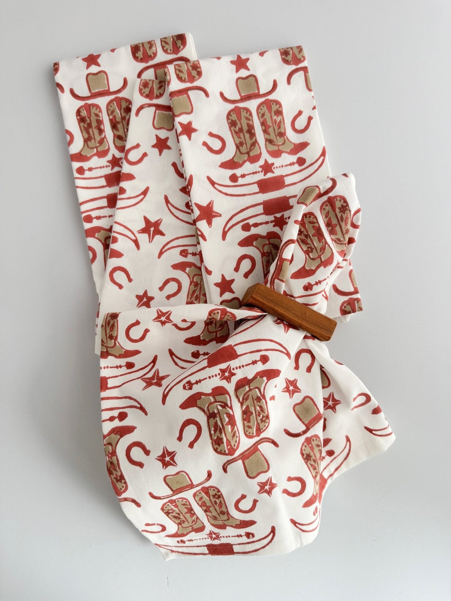 Organic Ivory Napkins (set of 4) - Cowgirl, Terracotta
