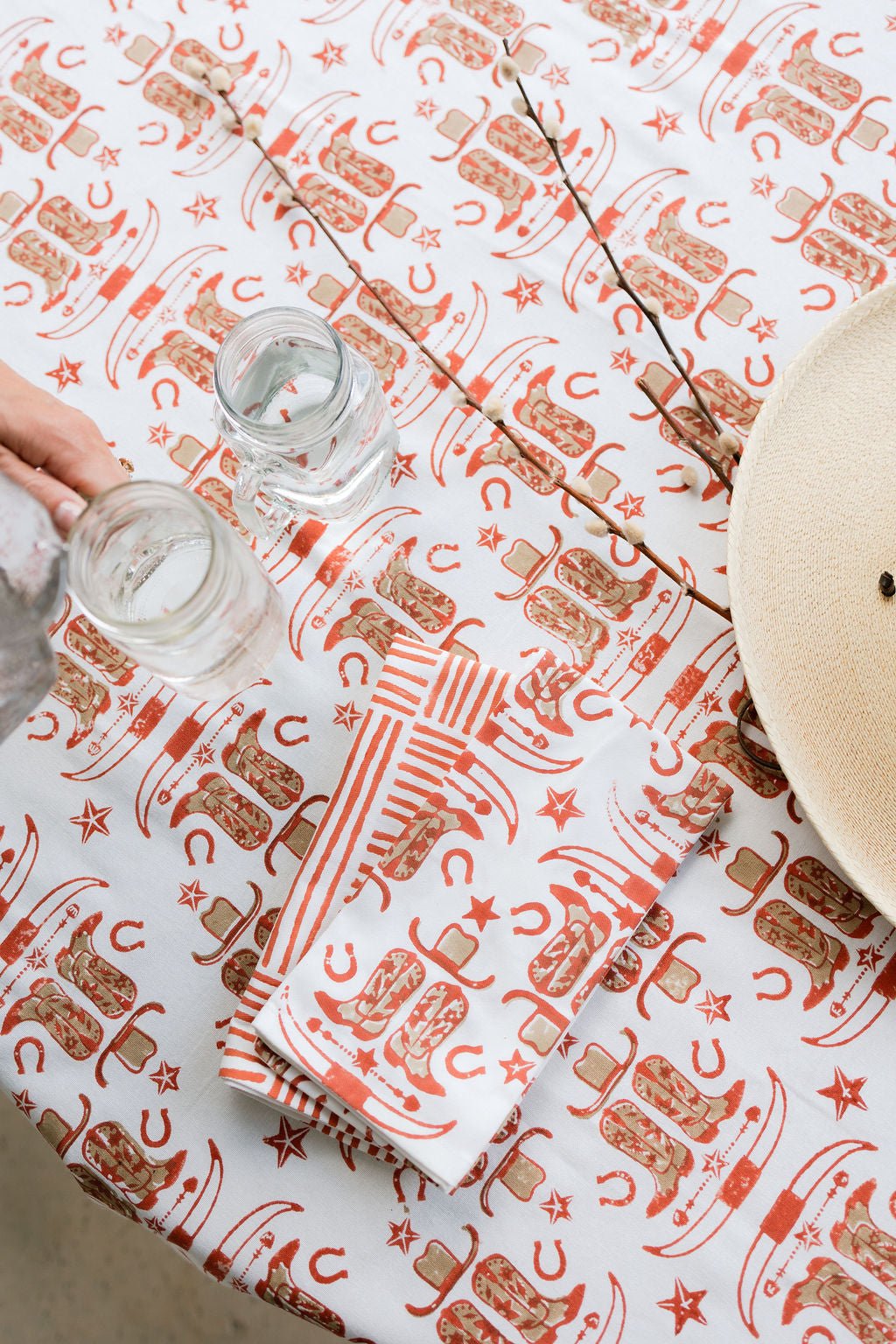 Organic Ivory Napkins (set of 4) - Cowgirl, Terracotta