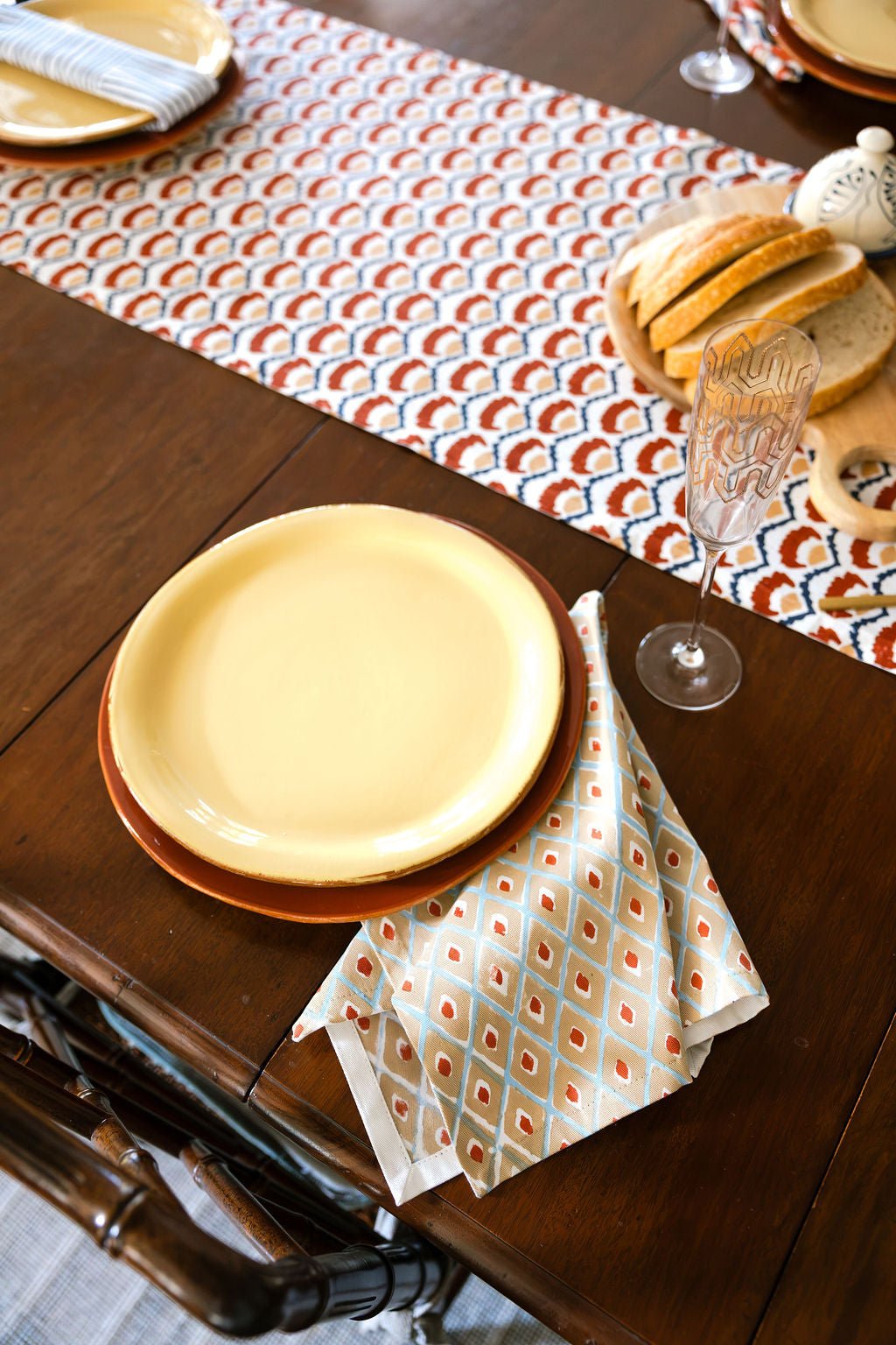Organic Ivory Napkins (set of 4) - Ikat, Chai